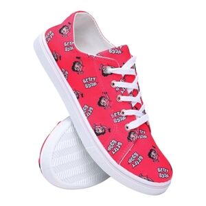 Betty Boop Low Top Canvas Lace-up Dark Red Selfie Sneakers NWT Various Sizes